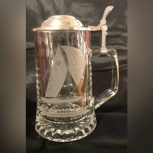 Old spice W Germany etched glass beer stein